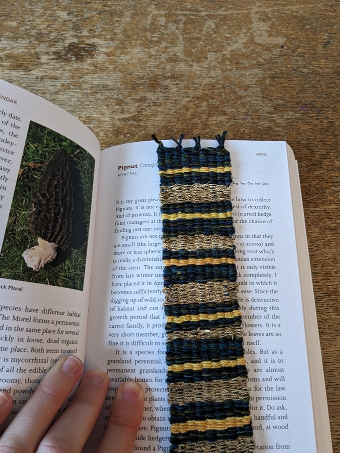 Woven Bookmark Containing Hand-Spun Nettle Fibre